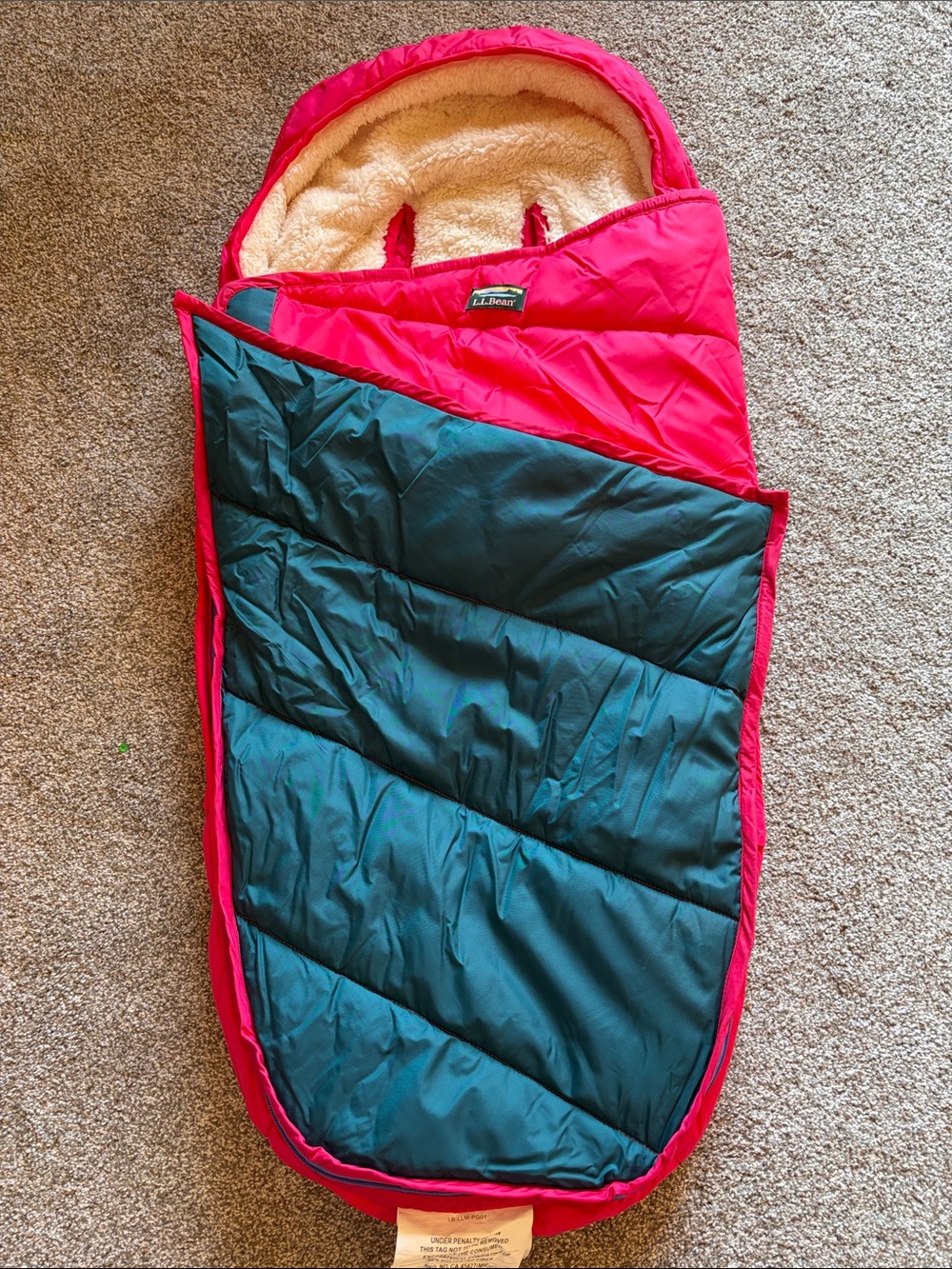 L.L. Bean Kids' Hot Pink & Teal Insulated Hooded Bunting